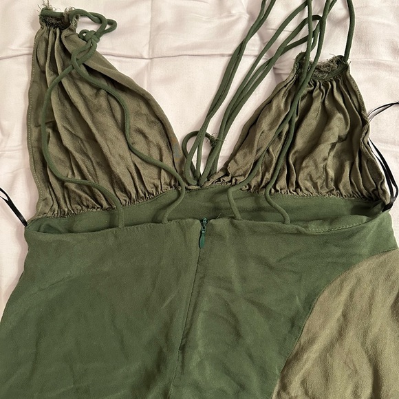 zara: '"strappy"" olive green mini dress. - Picture 4 of 4